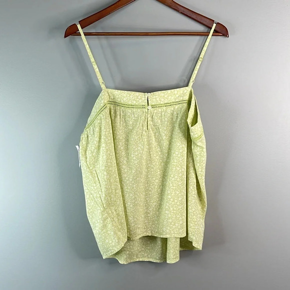OLD NAVY NWT Lemon Lime Ditsy Floral Tank Top Ladder Lace Pleated Adj Strap L - Picture 9 of 13